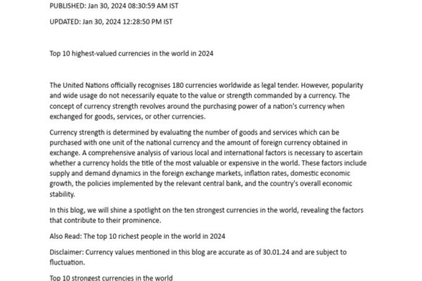Top 10 Strongest Currencies in the World