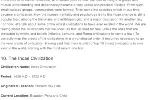 Top 10 Oldest Civilizations in Human History