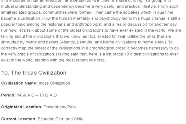 Top 10 Oldest Civilizations in Human History