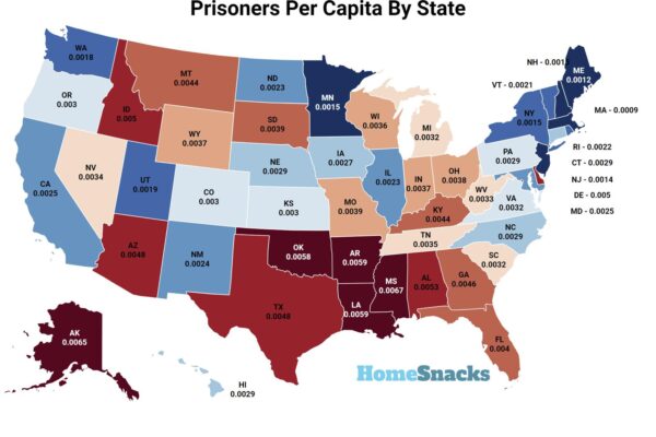 Top 10 US States With the Most Prisons